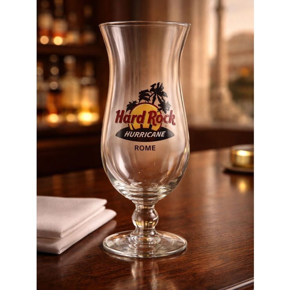EUC HARD ROCK Cafe “Rome” Hurricane Souvenir Glass